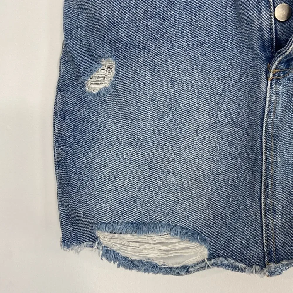 Amuse Society Shortcut Ripped Denim Skirt Sz XS